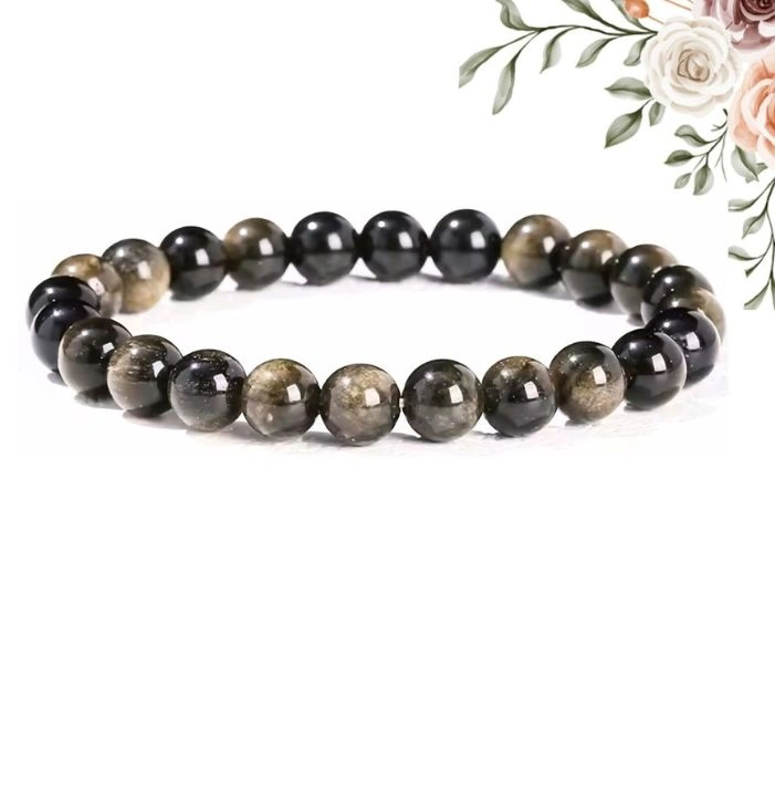 Silver/Golden Sheen Obsidian Bracelet
