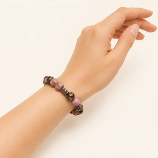 Genuine Rhodonite Crystal Bracelet – Healing Jewelry Natural Rhodonite Bracelet