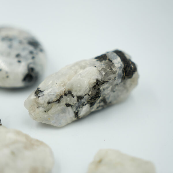 Rainbow Moonstone Black Tourmaline Rough Stone