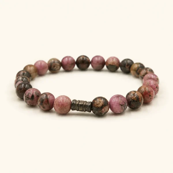 Premium Rhodonite Bracelet for Compassion & Positive Energy Rhodonite Crystal Bracelet
